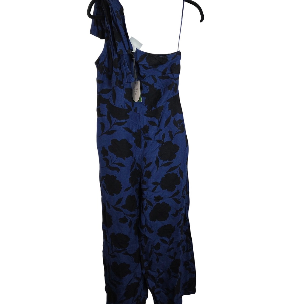 NWT Kate Spade Linen Blend One Shoulder Wide Leg Floral Jumpsuit‎